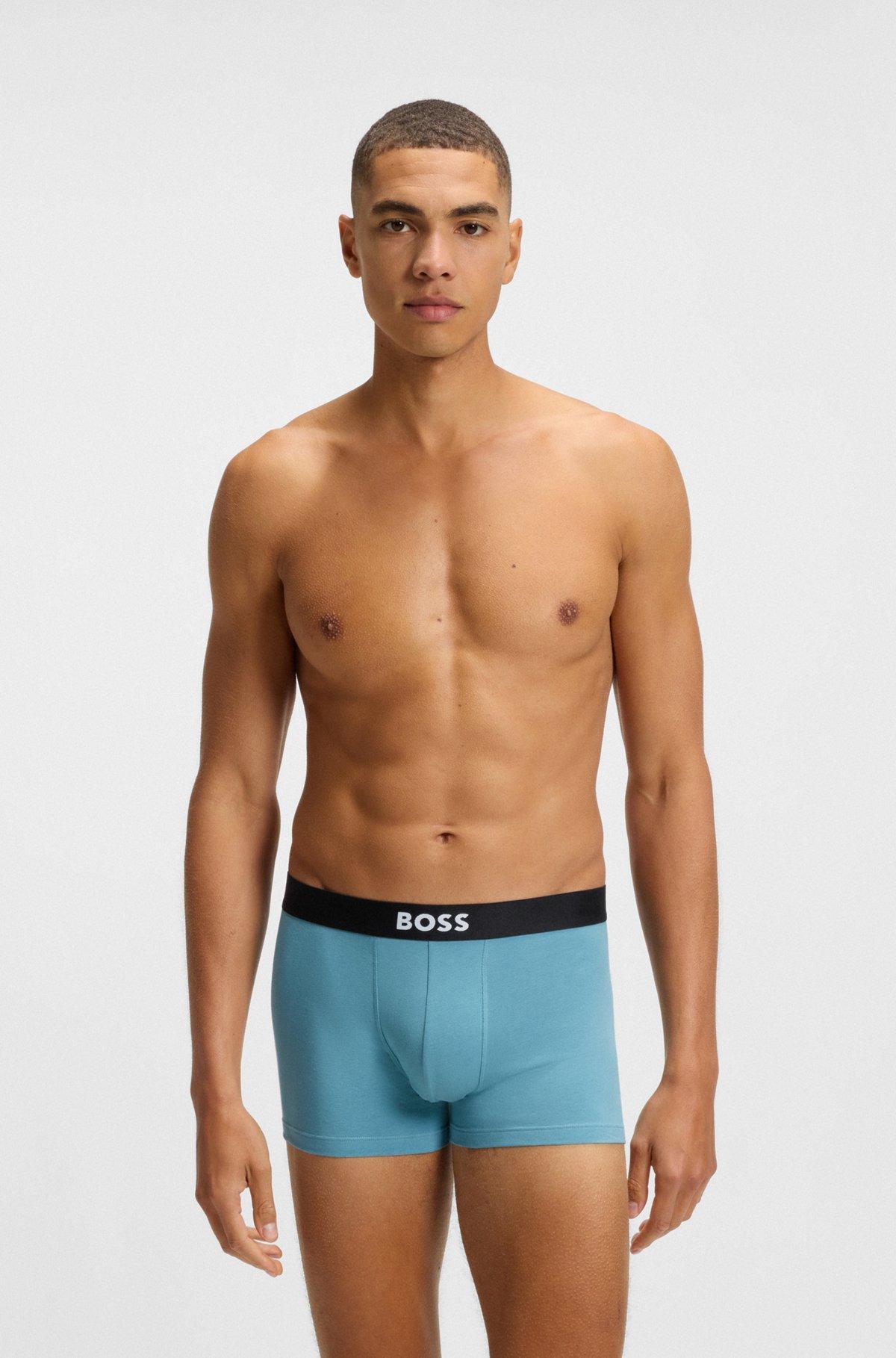 BOSS - Three-pack of stretch-cotton trunks with logo waistbands - Patterned Product Image
