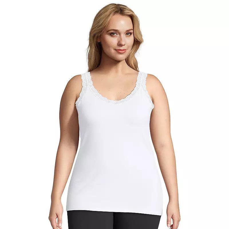 Plus Size Just My Size Jersey Lace Trim Tank Top, Womens Gray Grey Product Image