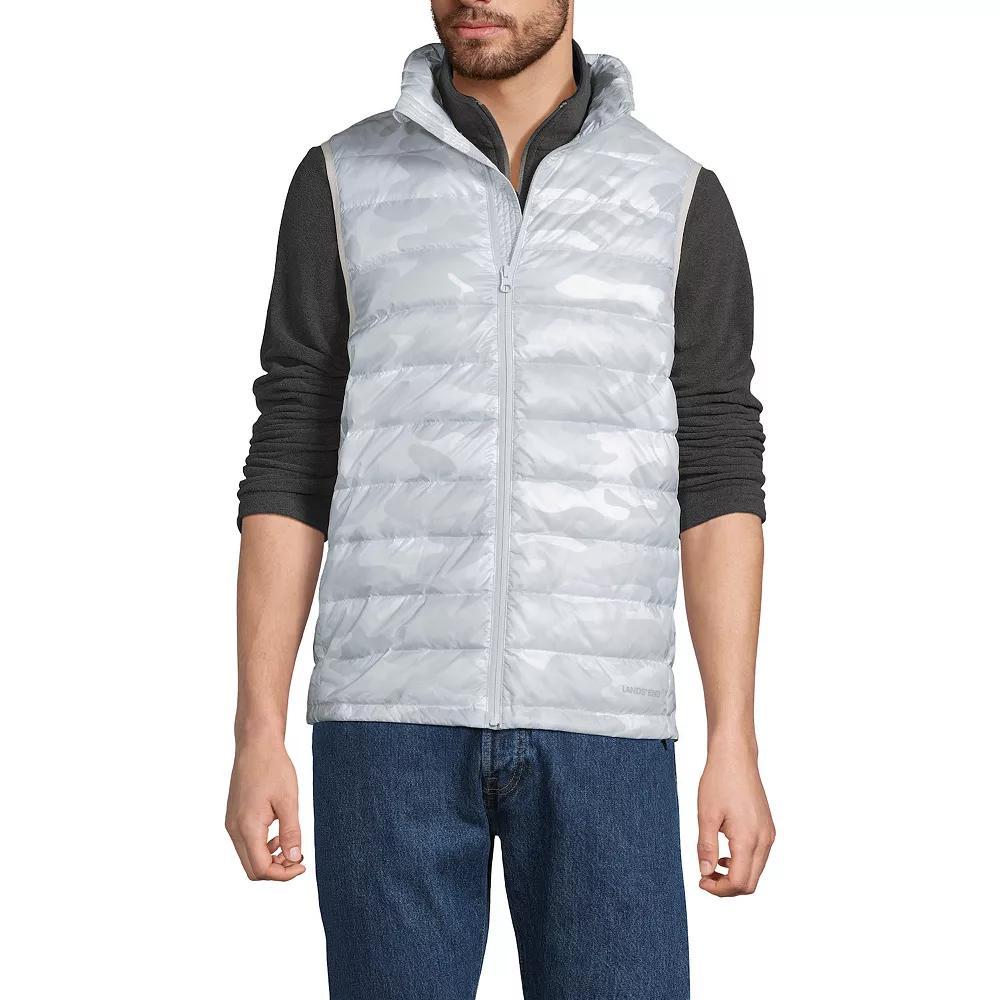 Men's Lands' End Wanderweight Down Puffer Vest, Size: Large, Mist Green Product Image