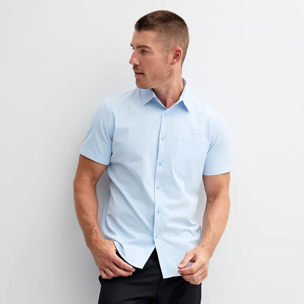 Men's FLX Slim Performance Untucked-Fit Button Down Shirt, Size: Small SLIM, Blue Beauty Product Image