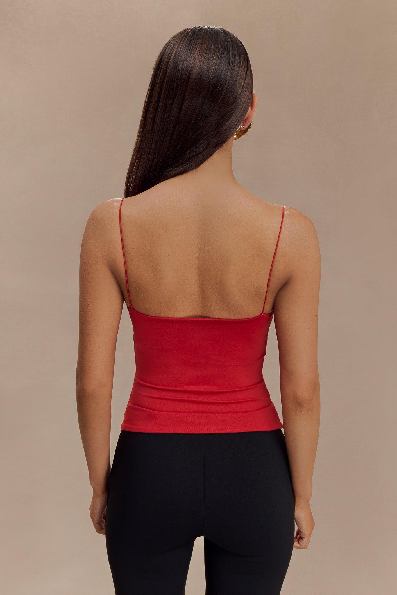 Arya Longline Spaghetti Strap Top - Ruby Product Image