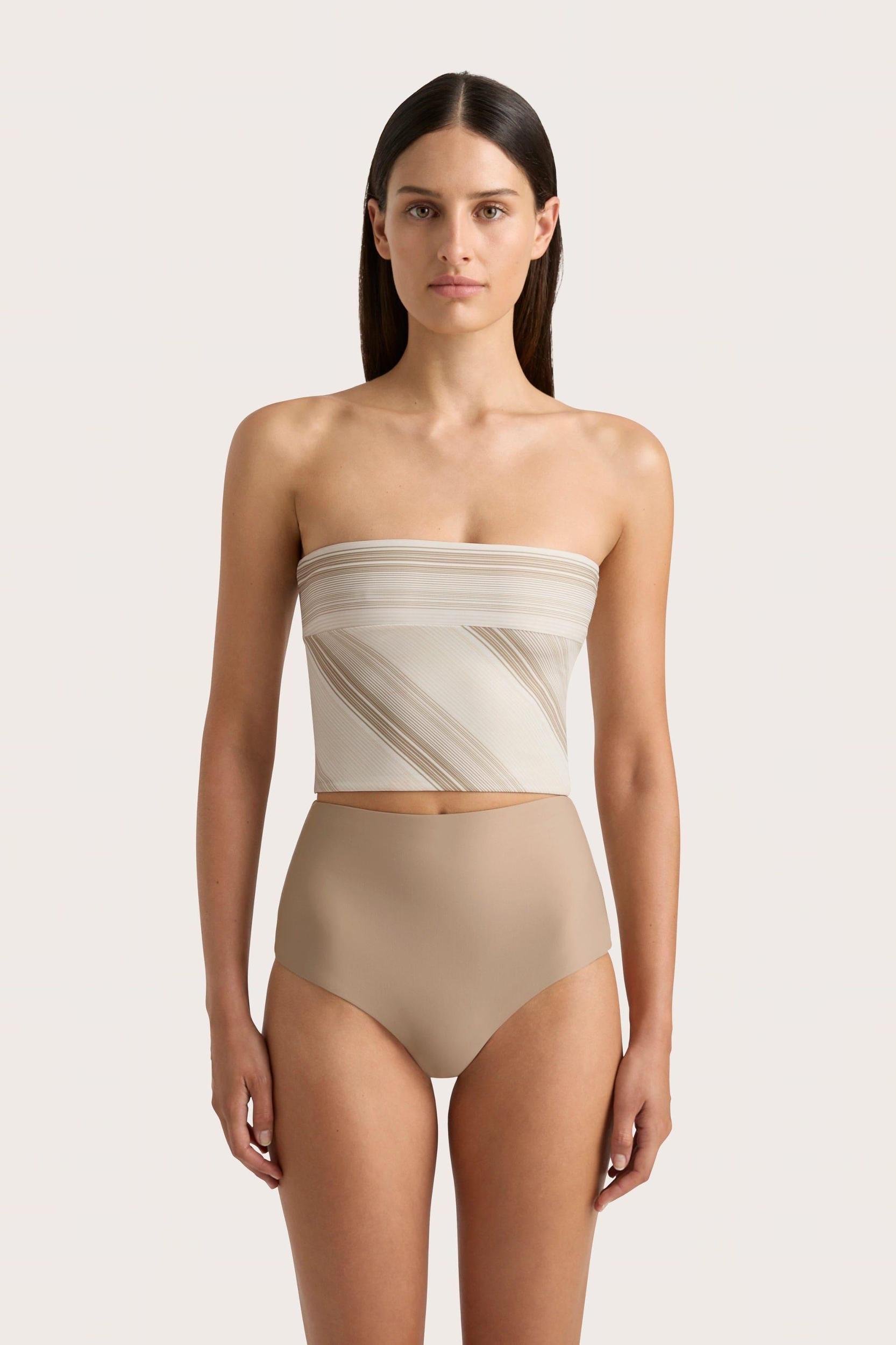 Elea Bikini Top Futura Stripe Taupe - Final Sale Product Image