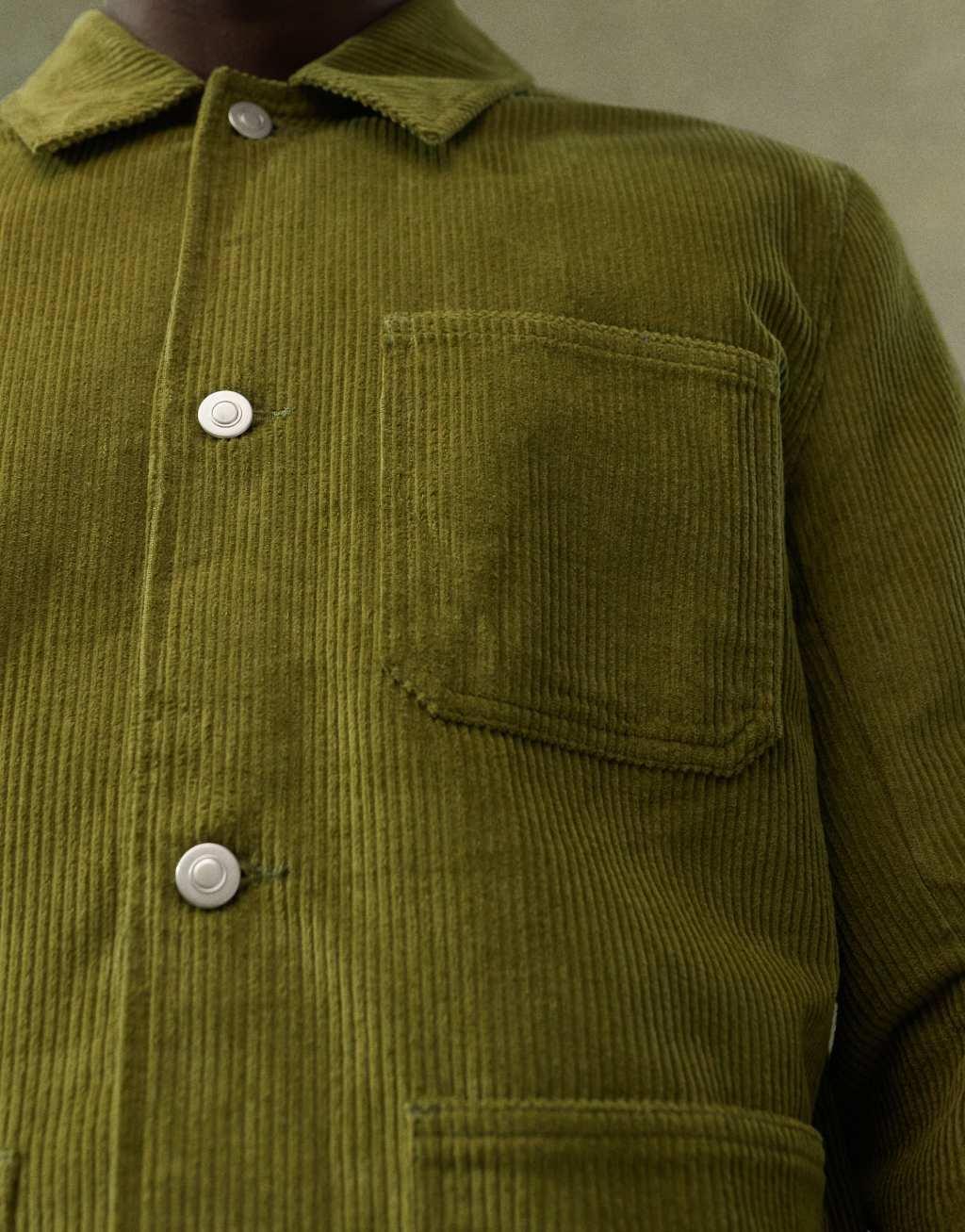 ASOS DESIGN corduroy worker jacket in green Product Image