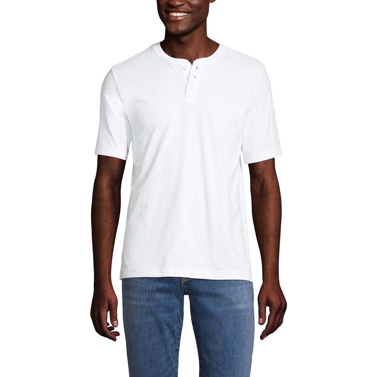 Big & Tall Lands' End Short Sleeve Super-T Henley, Men's, Size: 4XB, White Product Image