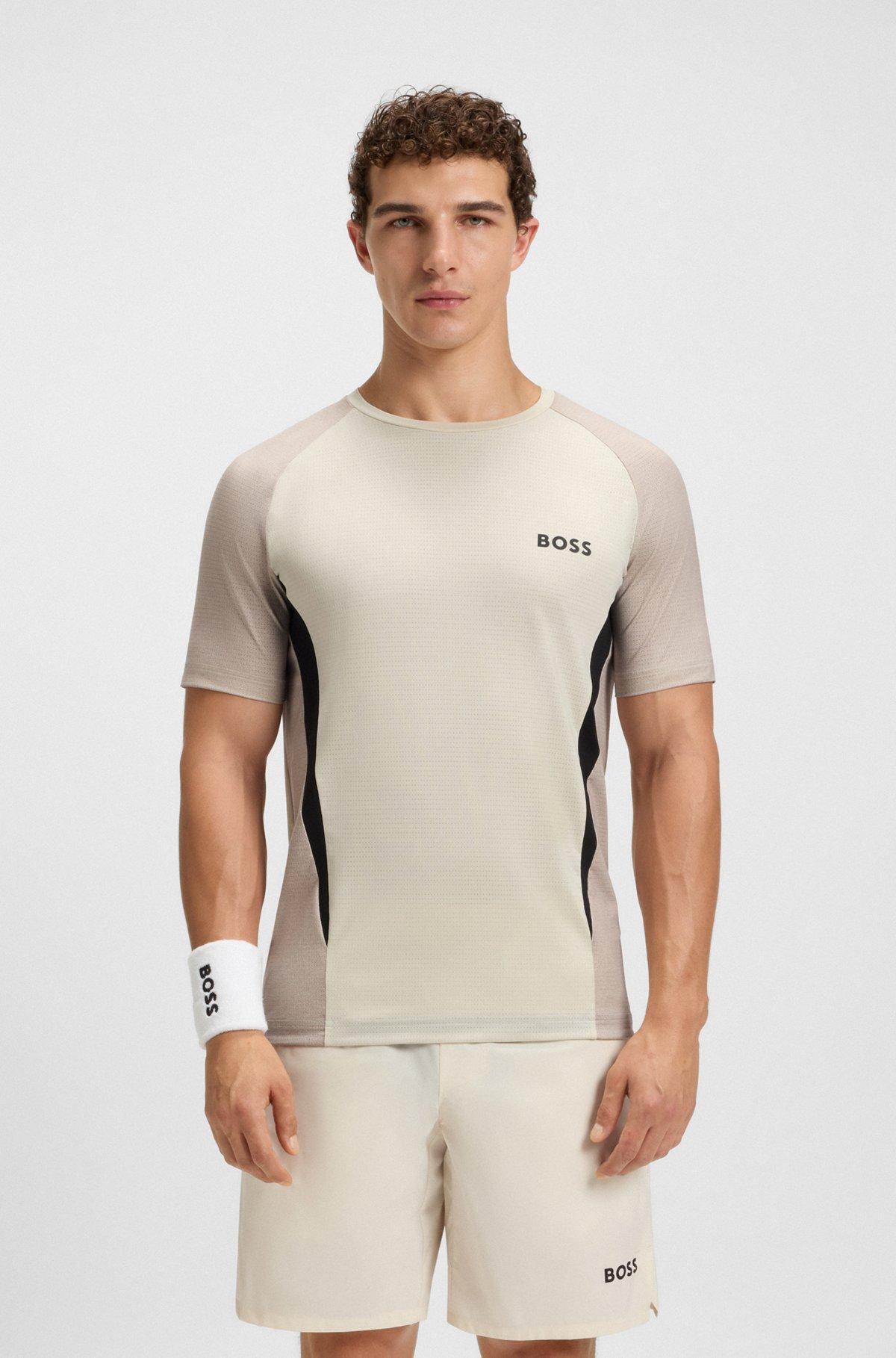 Slim-fit T-shirt in mesh jersey with contrast inserts Product Image