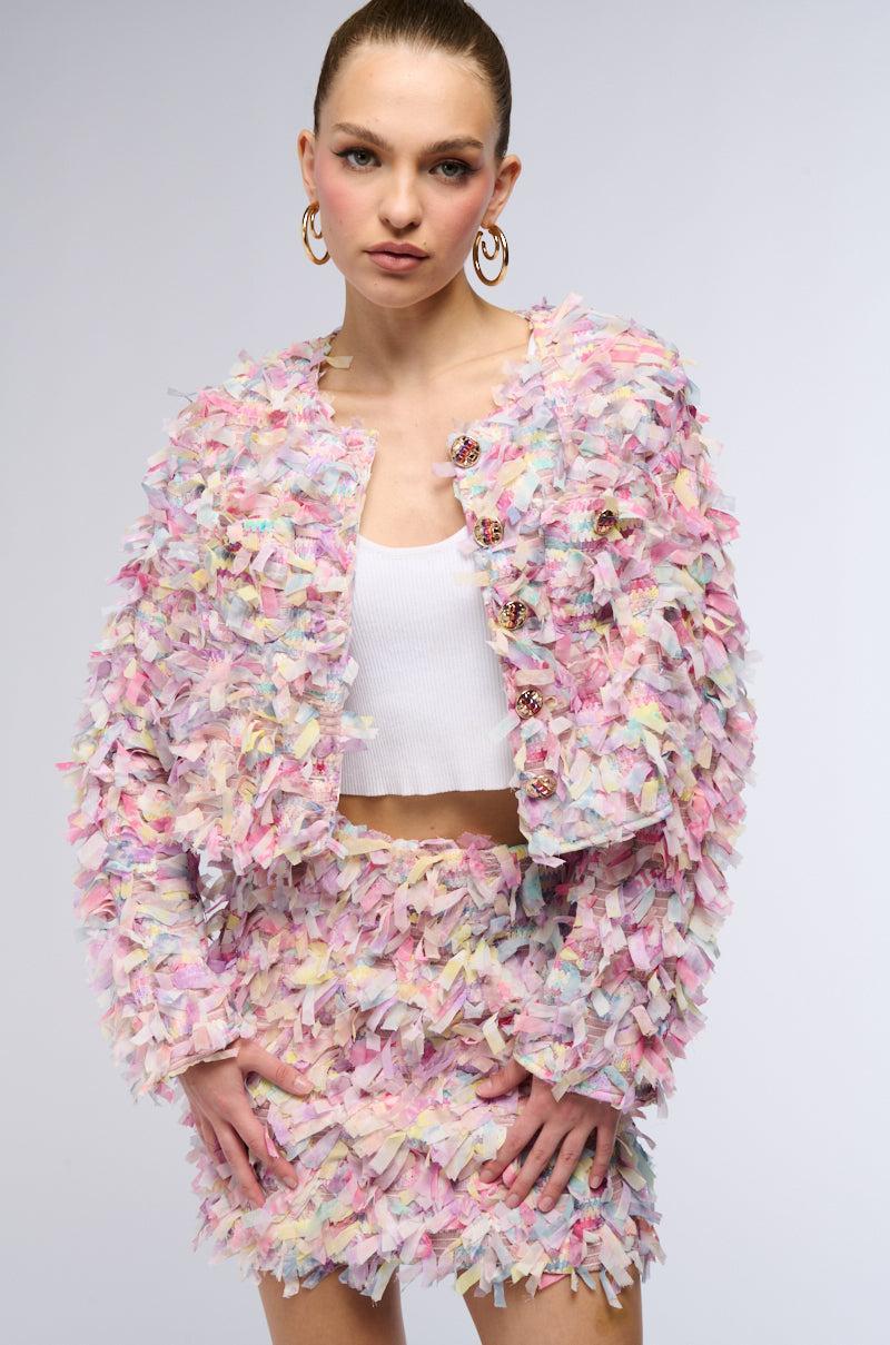 HERE WITH ME MINI SKIRT IN PINK MULTI Product Image