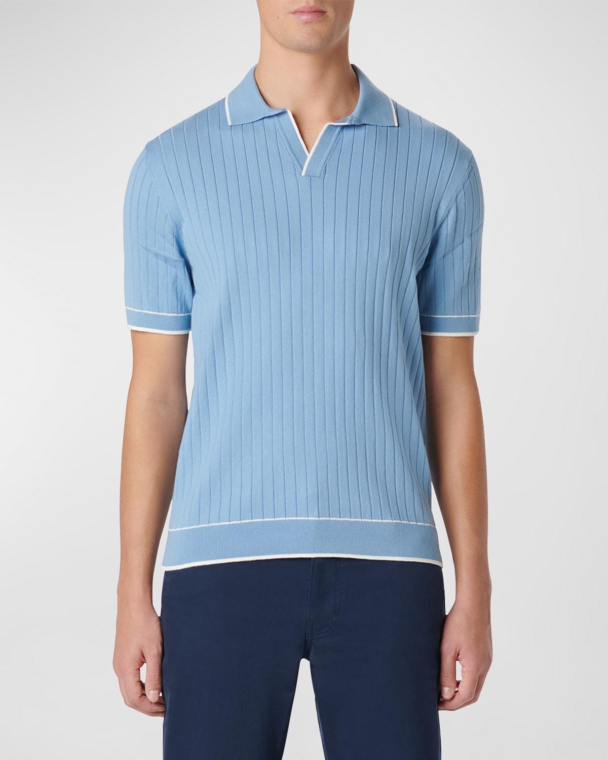 Mens Ribbed Sweater with Johnny Collar Product Image