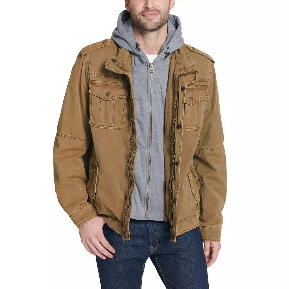 Men's Levi's® Cotton Hooded Quilt Lined Trucker Jacket, Size: Small, Worker Brown Product Image