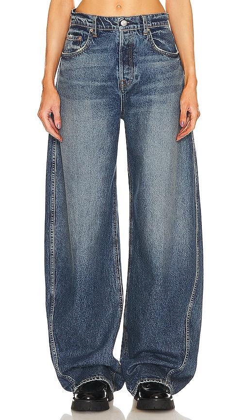 GRLFRND Paola Barrel Leg Jean in Blue Product Image