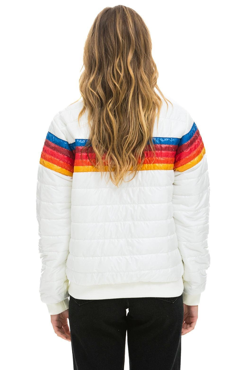 5 STRIPE RAINBOW SLEEVE JACKET -  WHITE GLOSSY Female Product Image