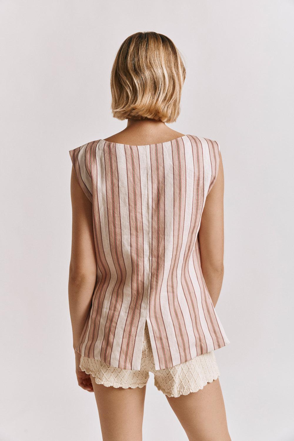 Aria Vest Pink Stripe Product Image