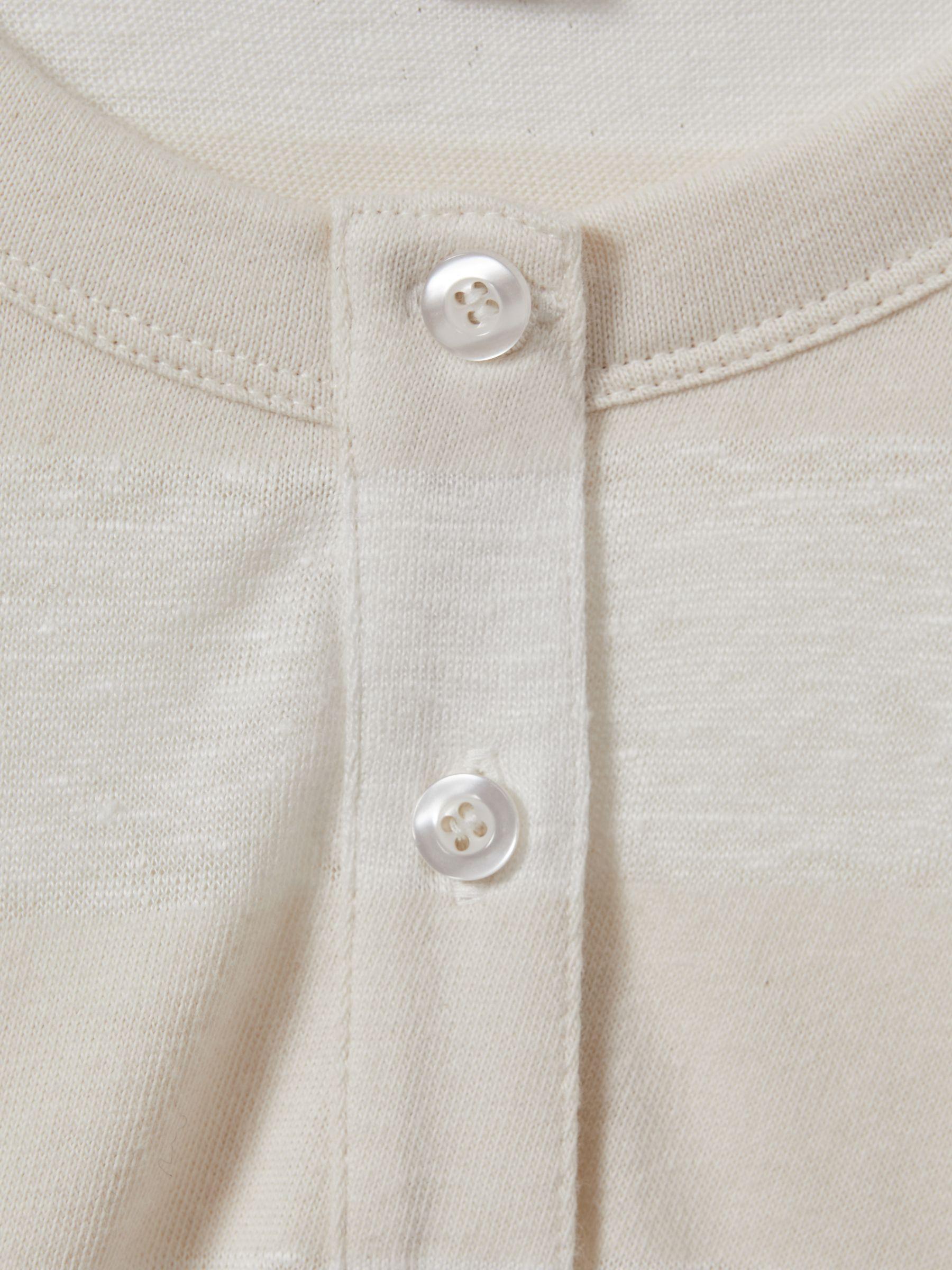 Linen-Cotton Striped Henley Top in Neutral/Ivory Product Image