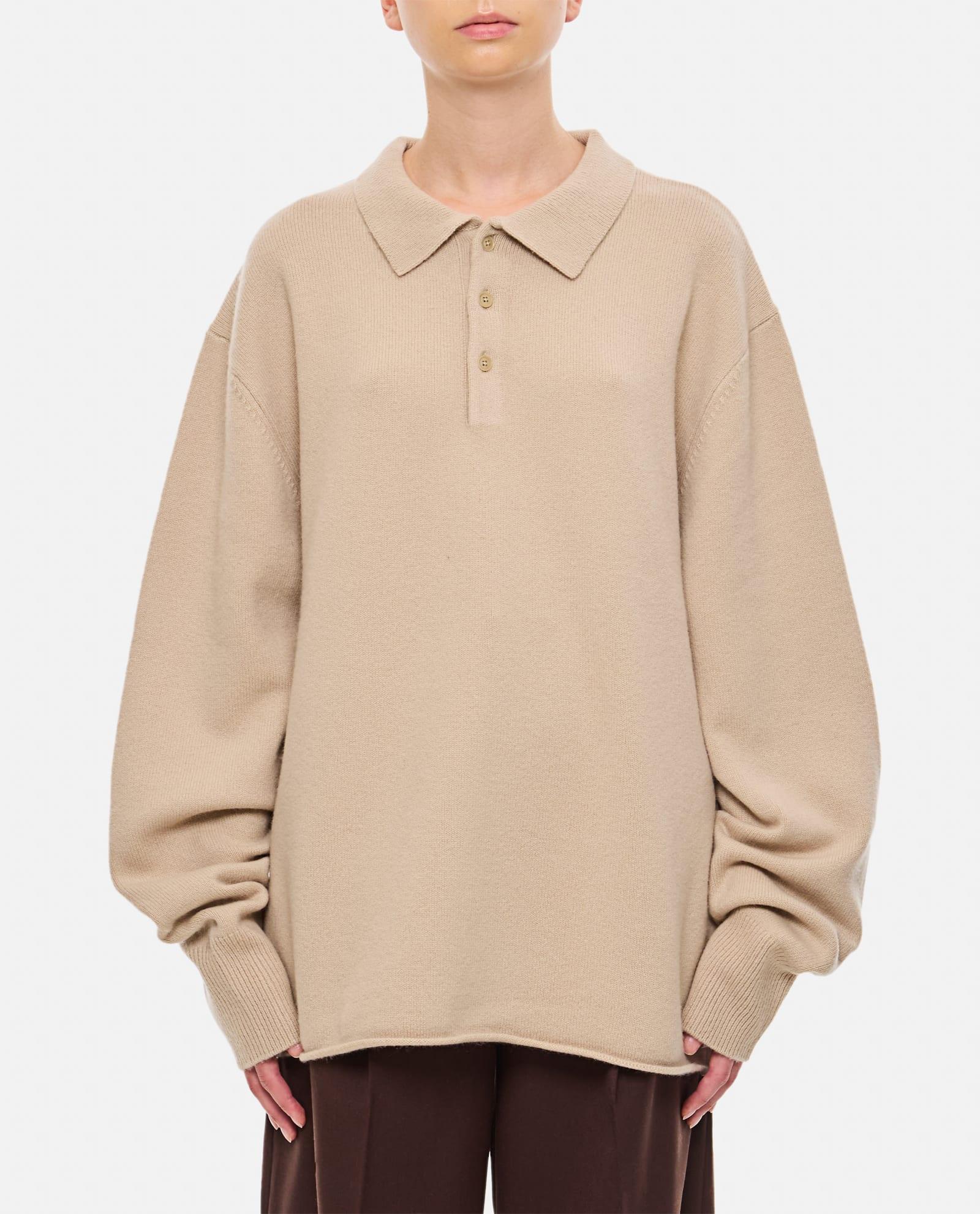 EXTREME CASHMERE Marylebone Cashmere Polo Shirt In Beige Product Image