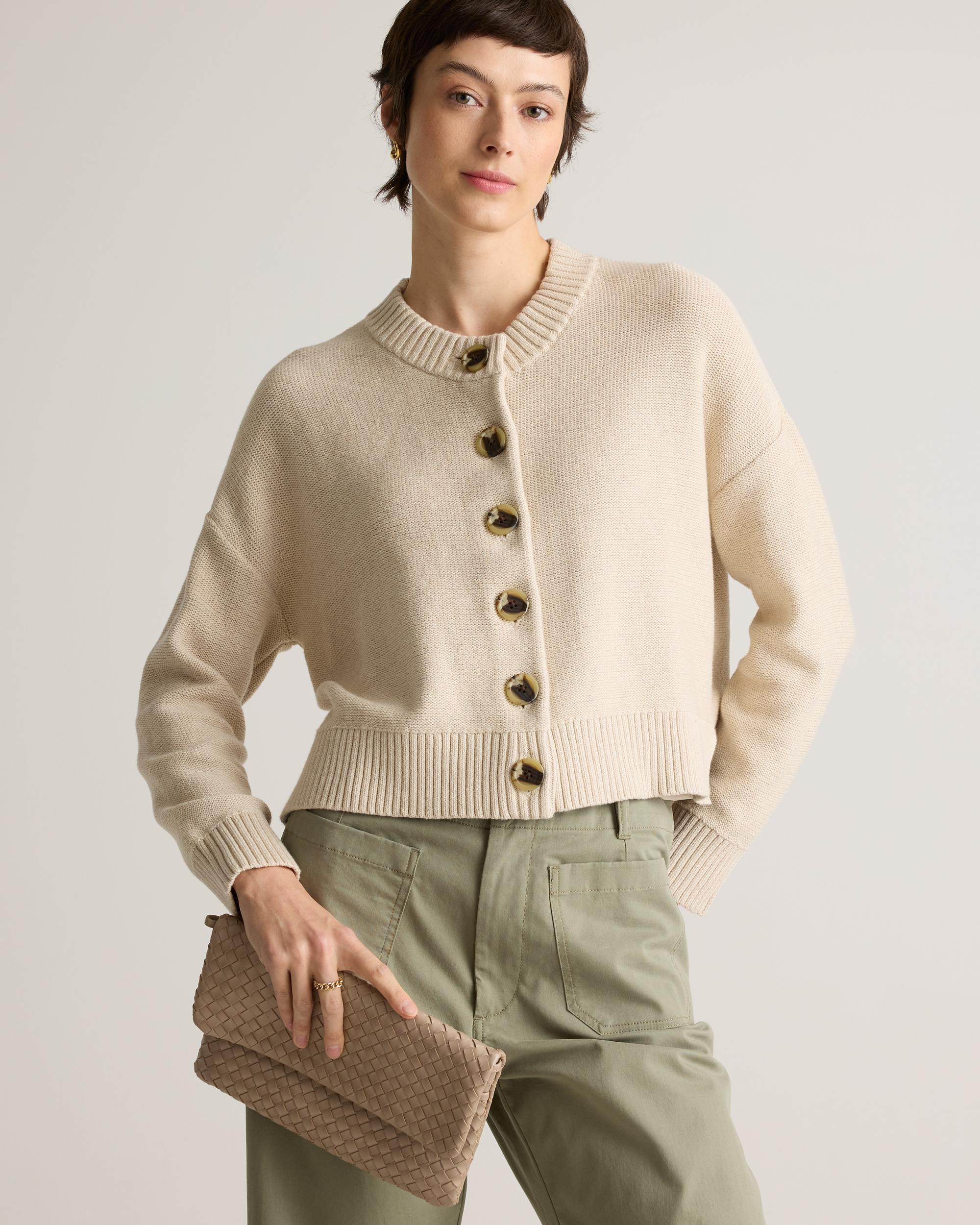 Quince | Women's Cropped Cardigan Sweater Size XS, Organic Cotton Product Image
