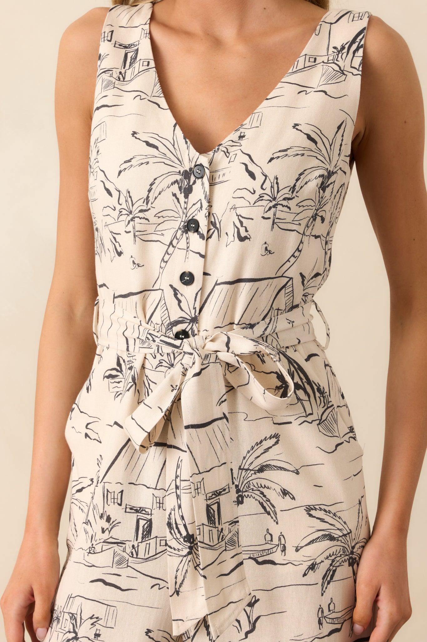 Living For This Ivory Tropical Print Sleeveless Jumpsuit Product Image