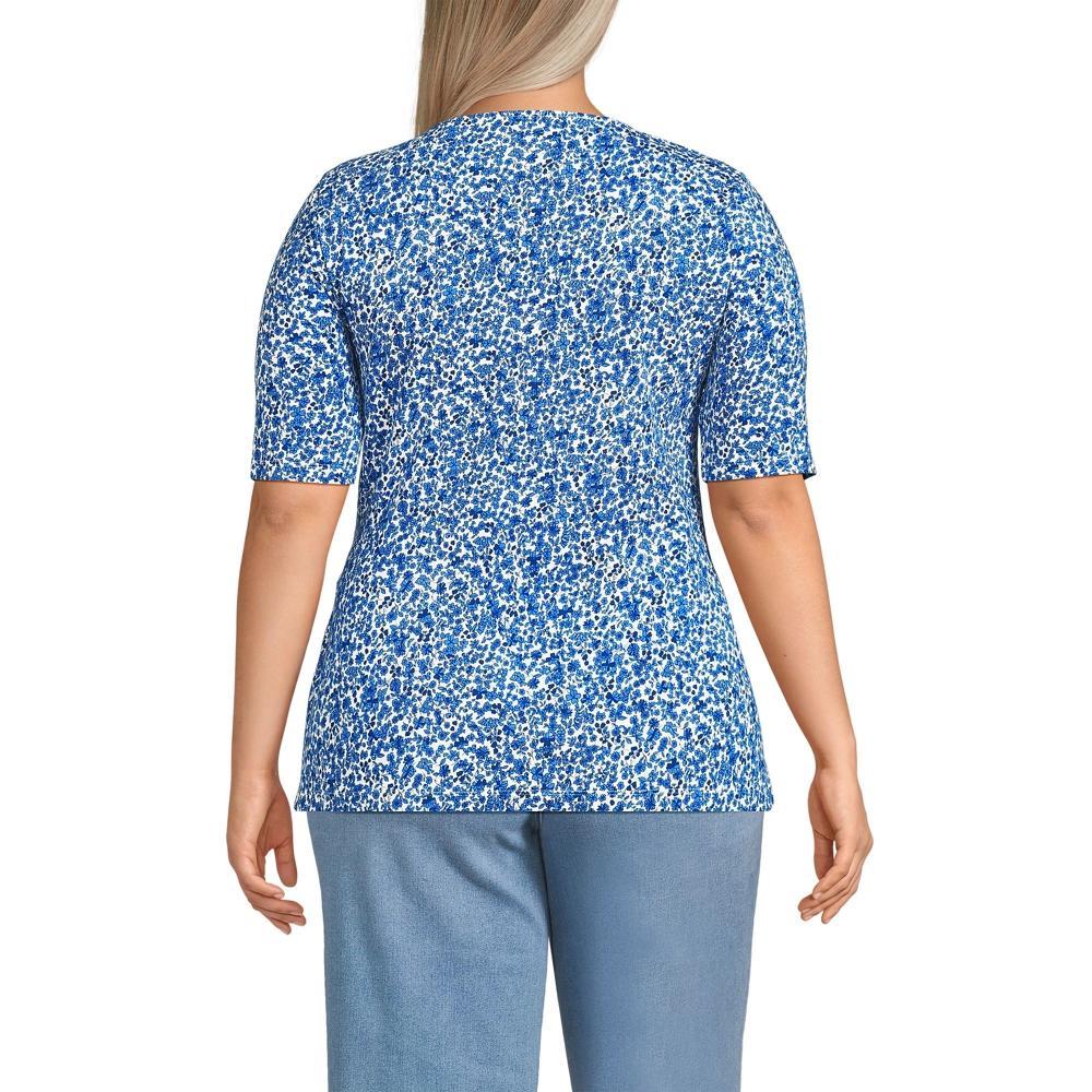 Women's Plus Size Lands' End Lightweight Jersey Tie Front Top, Size: 3XL, Black Product Image