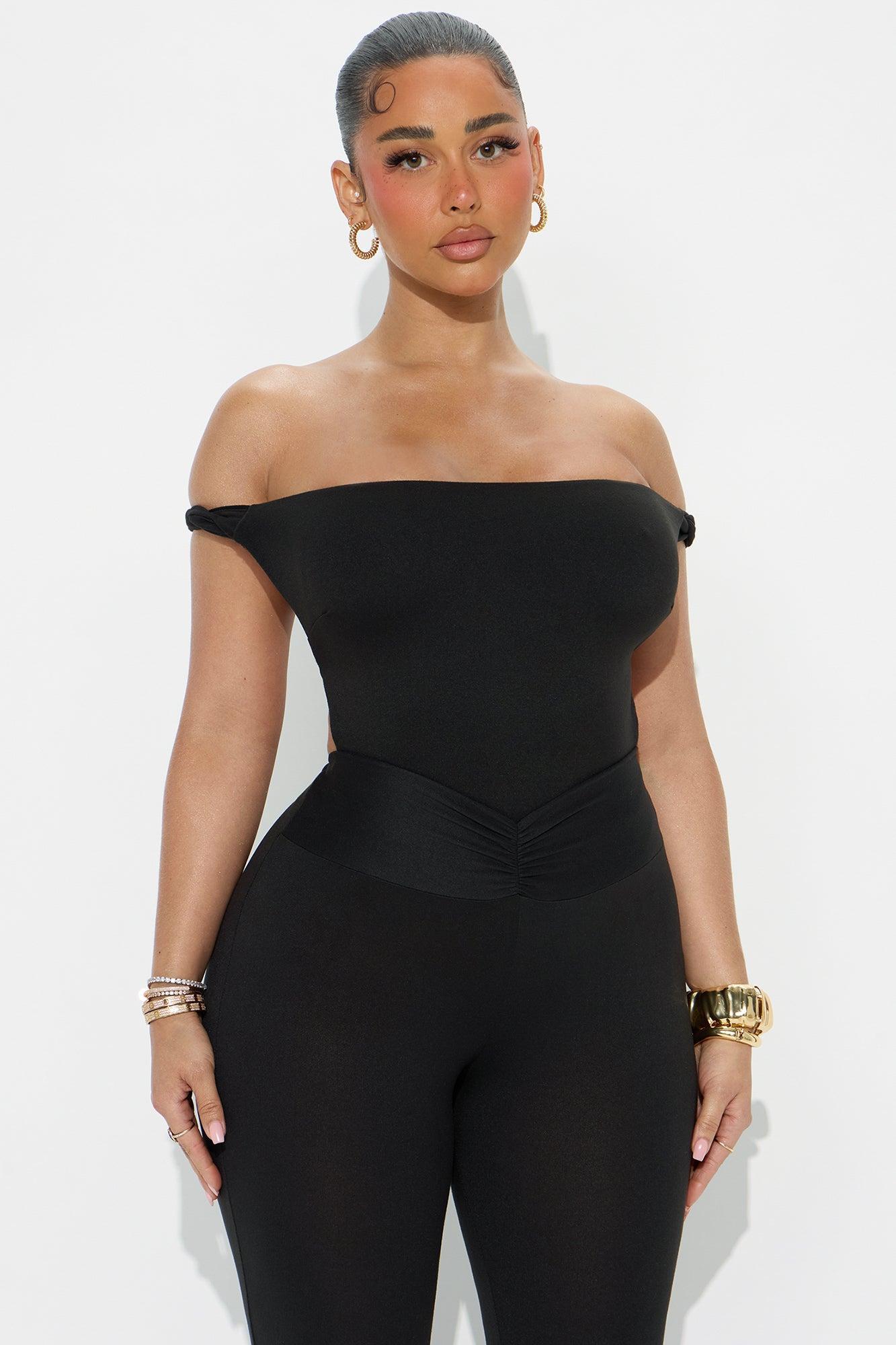 Arabella Off Shoulder Flare Jumpsuit - Black Product Image