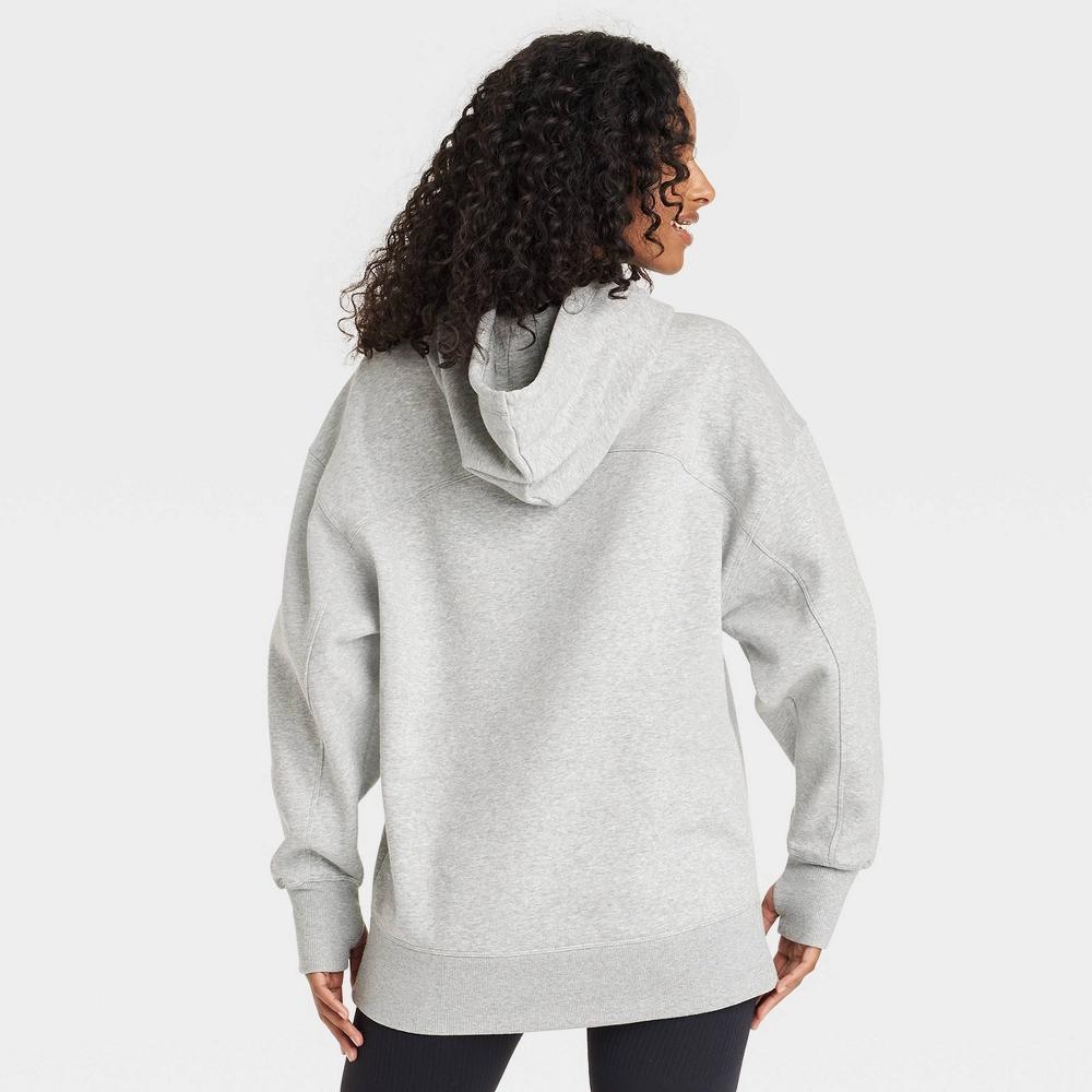 Womens Fleece Oversized Hooded Pullover Sweatshirt - JoyLab Heathered L Product Image