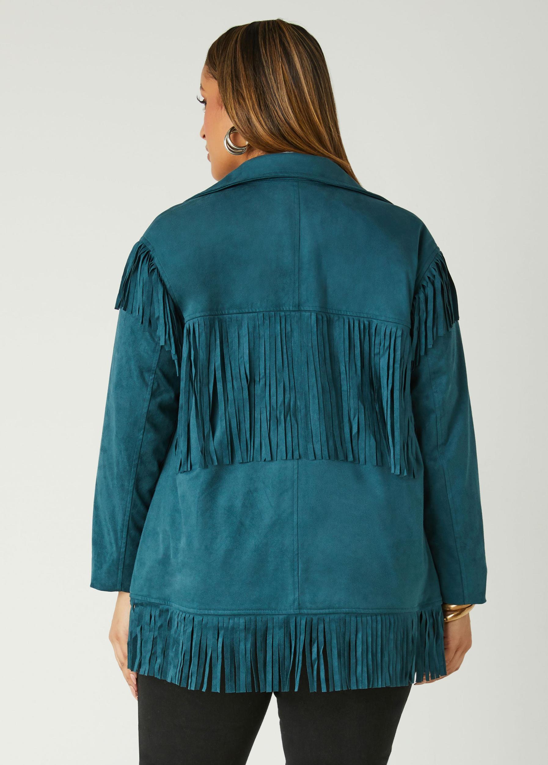 Fringed Faux Suede Jacket Product Image