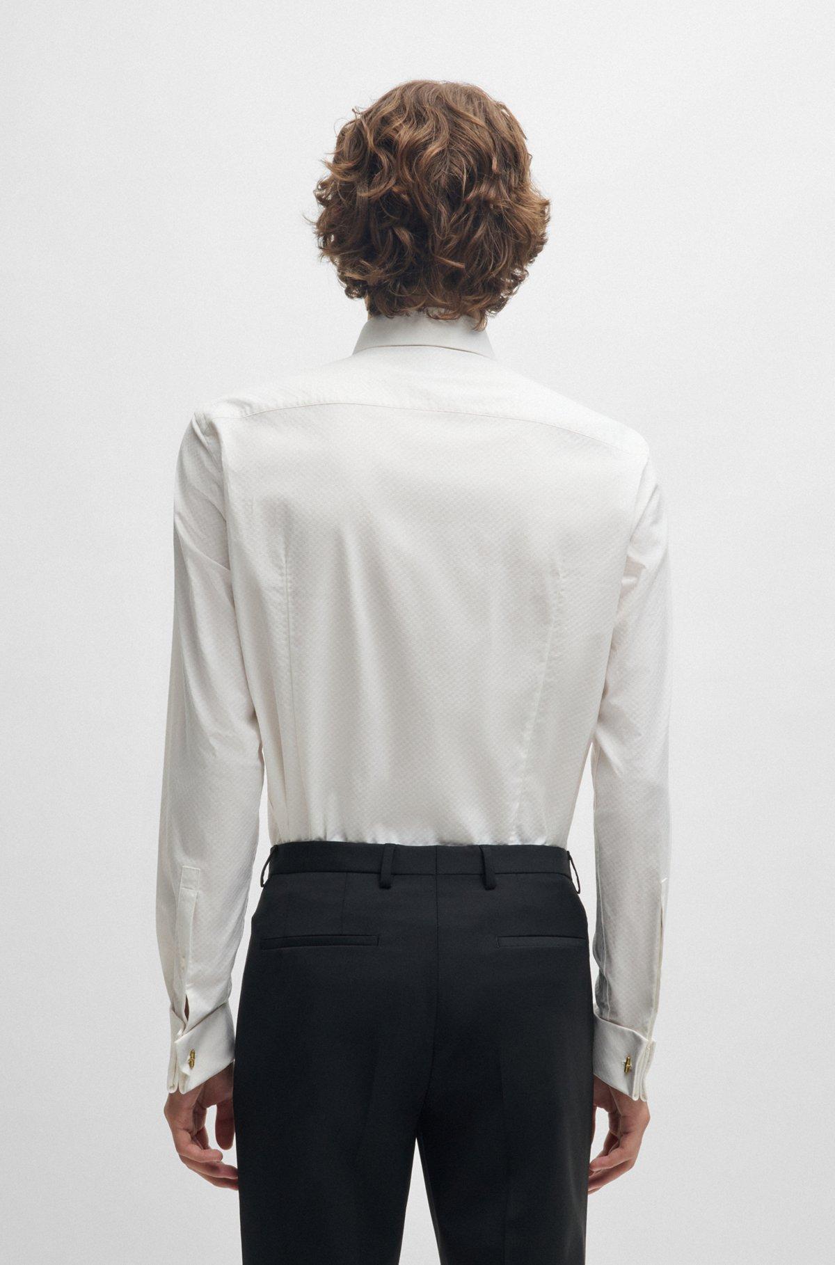 Slim-fit shirt in structured stretch cotton Product Image