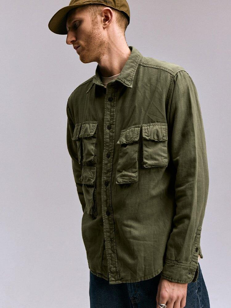 LONG SLEEVE MULTI POCKET SHIRT (BLACK) Male Product Image