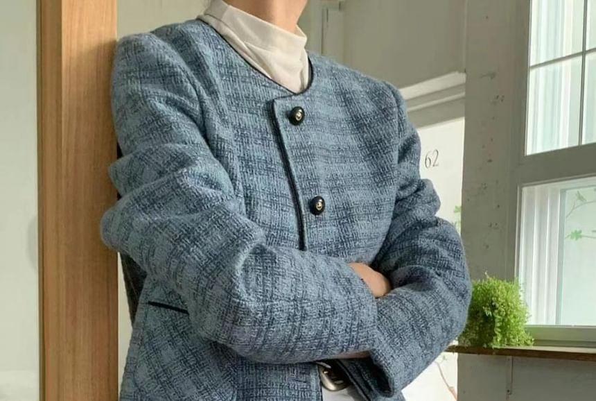 Tweed Button-Up Jacket Product Image