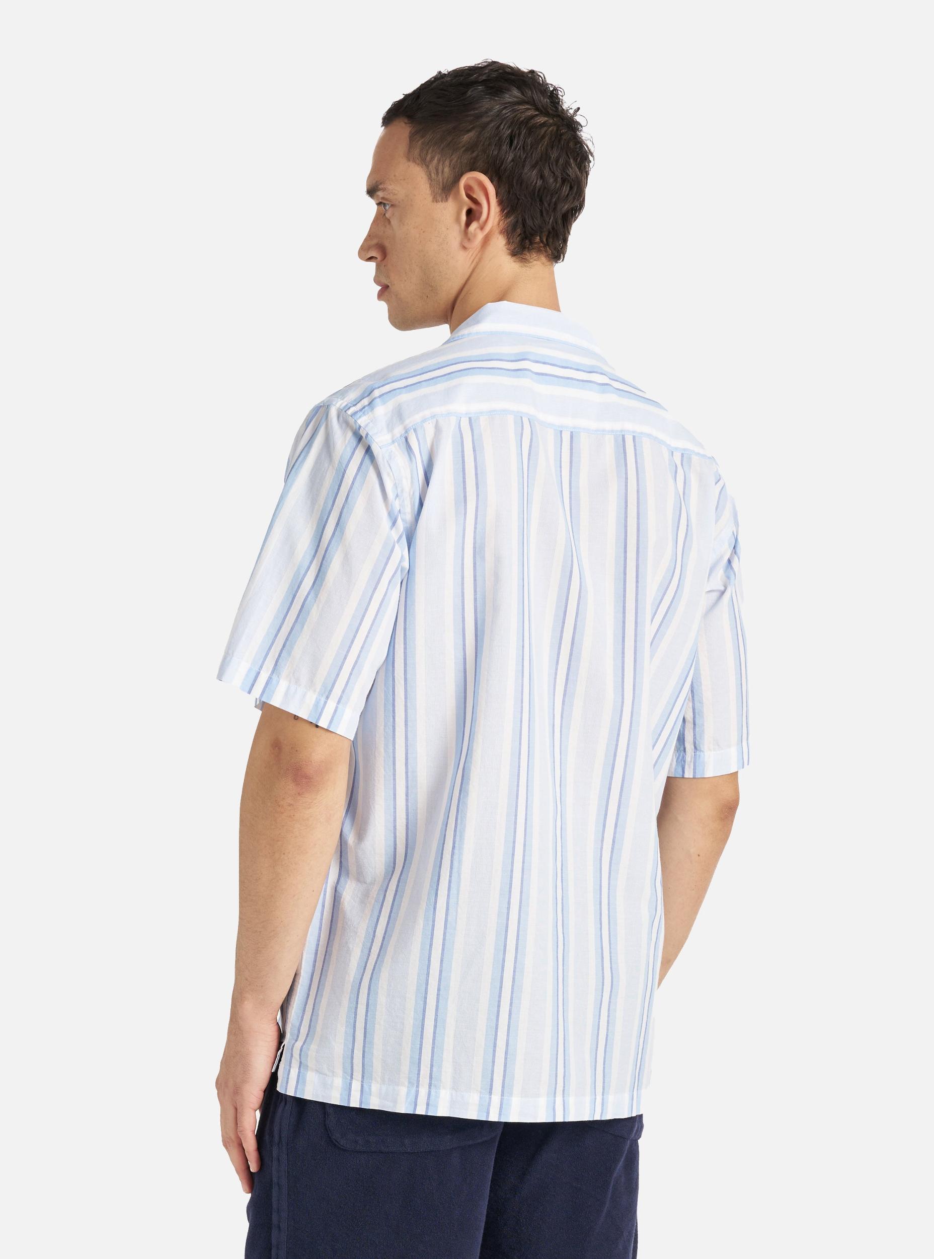 White/Blue Pop Stripe Two Camp Shirt Product Image