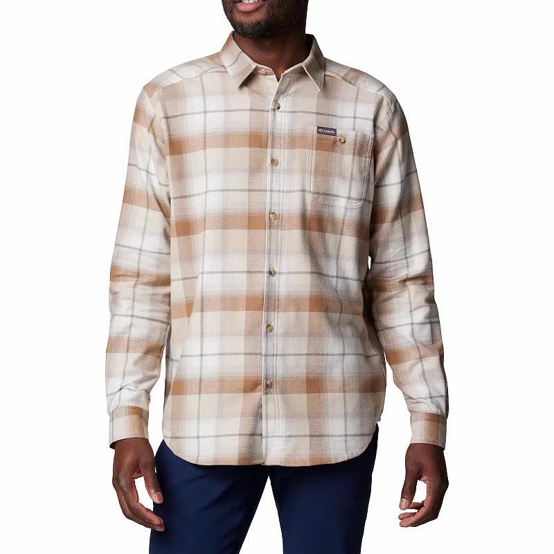 Mens Columbia Cornell Woods Flannel Shirt Dark Grey Tartan Product Image