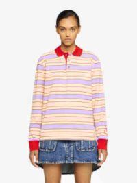 CONTRAST TRIM STRIPED POLO TOP in pink | JW Anderson US  Product Image
