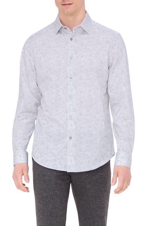 BUGATCHI Men's Ooohcotton James Tonal-print Sport Shirt In Platinum Product Image