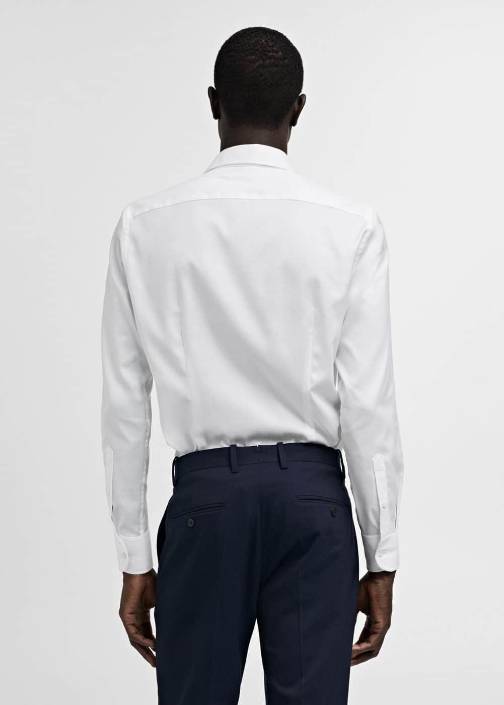 Slim-fit textured cotton suit shirt - Men | MANGO USA Product Image