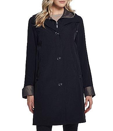 Womens Gallery Contrast-Trim Hood Rain Jacket Product Image