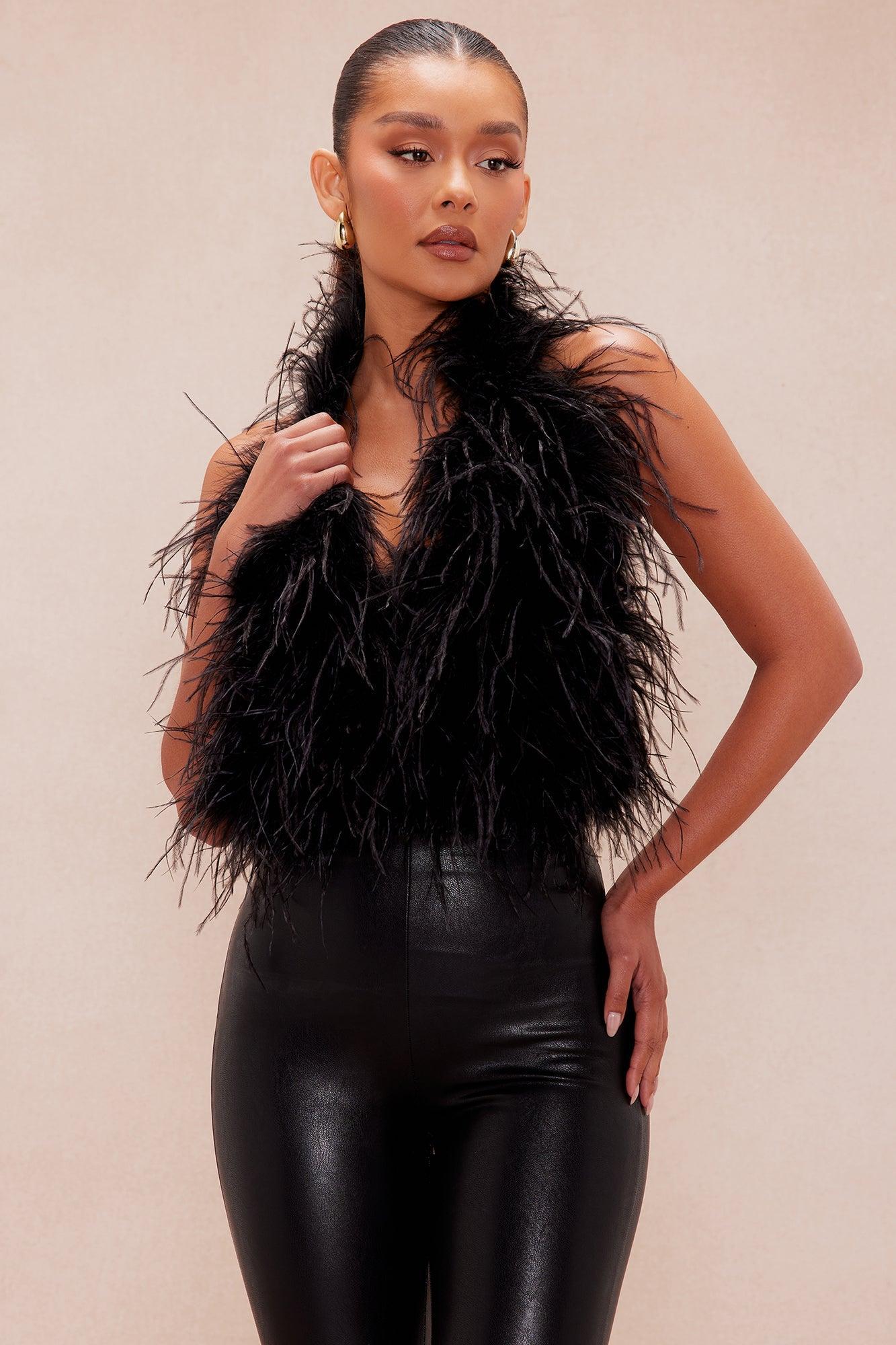 Fera Feather Bodysuit - Black Product Image
