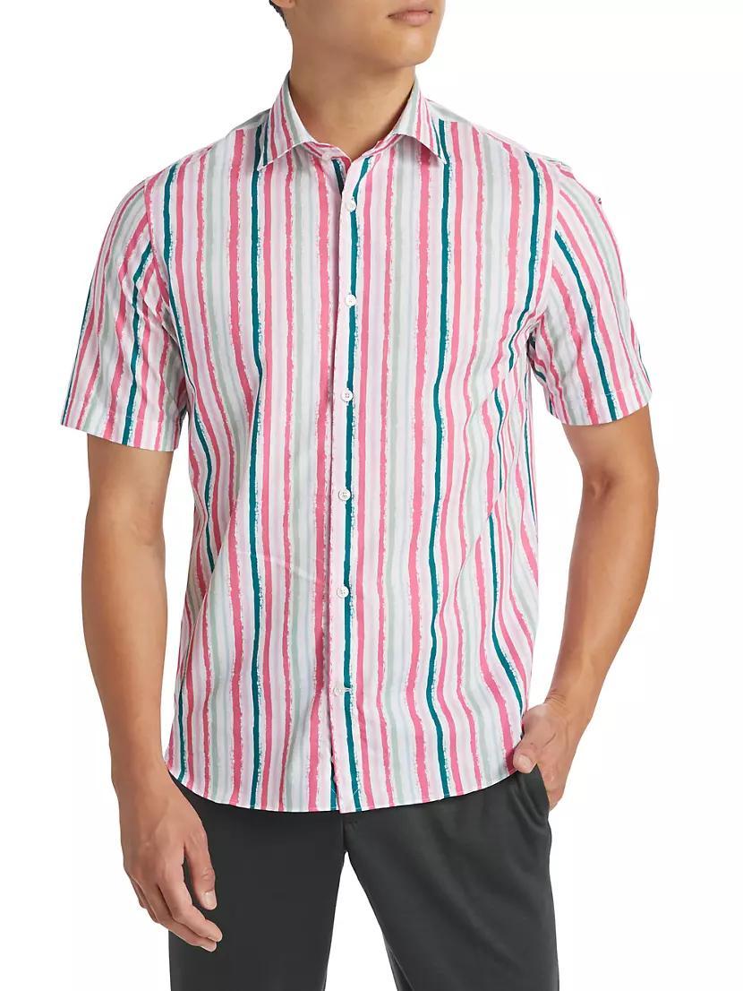 Slim-Fit Striped Short-Sleeve Shirt Product Image