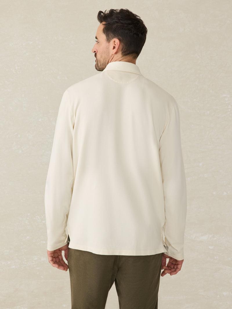 Long-Sleeve Field Knit Polo - Coastal Cream Male Product Image