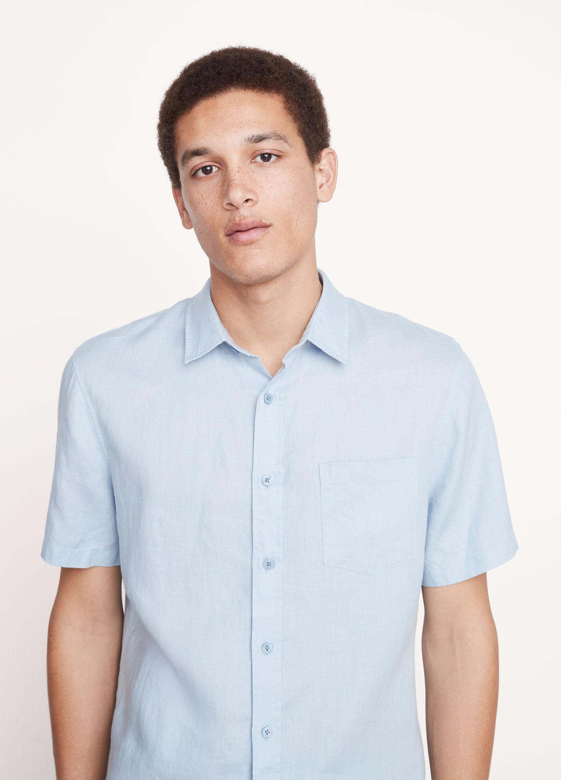 Mens Linen Short-Sleeve Shirt, Rosewater, Size XS Vince Product Image