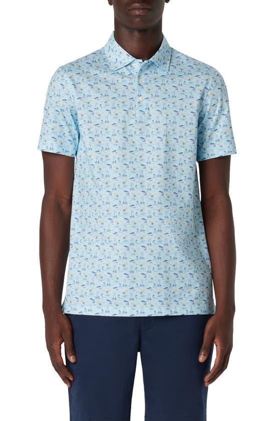 BUGATCHI Victor Ooohcotton® Tropical Print Polo In Aqua Product Image