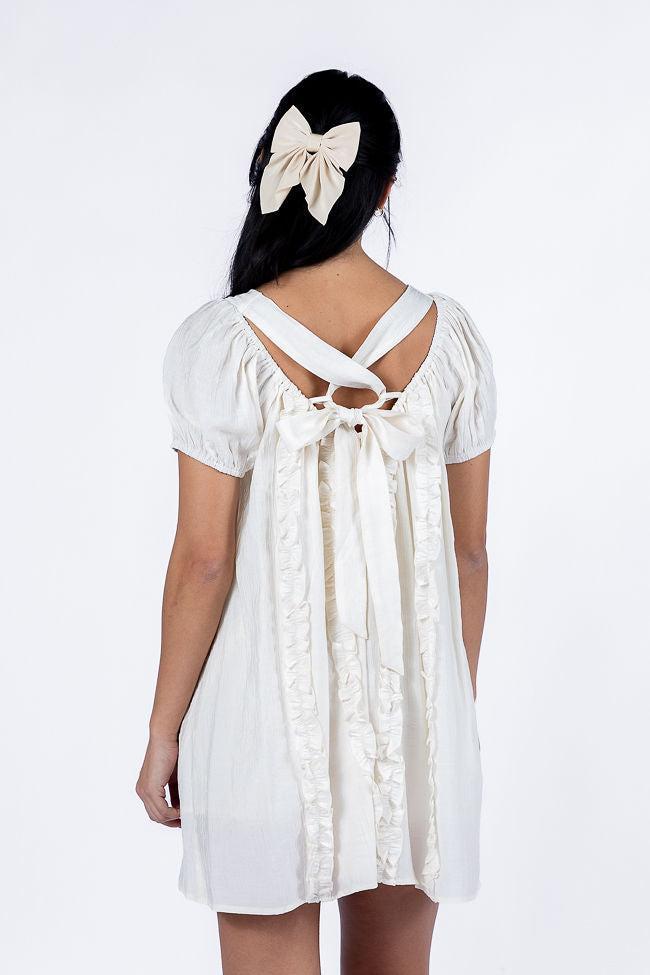 Tell Them About Me Ivory Ruffle Front A-Line Romper Dress FINAL SALE Product Image