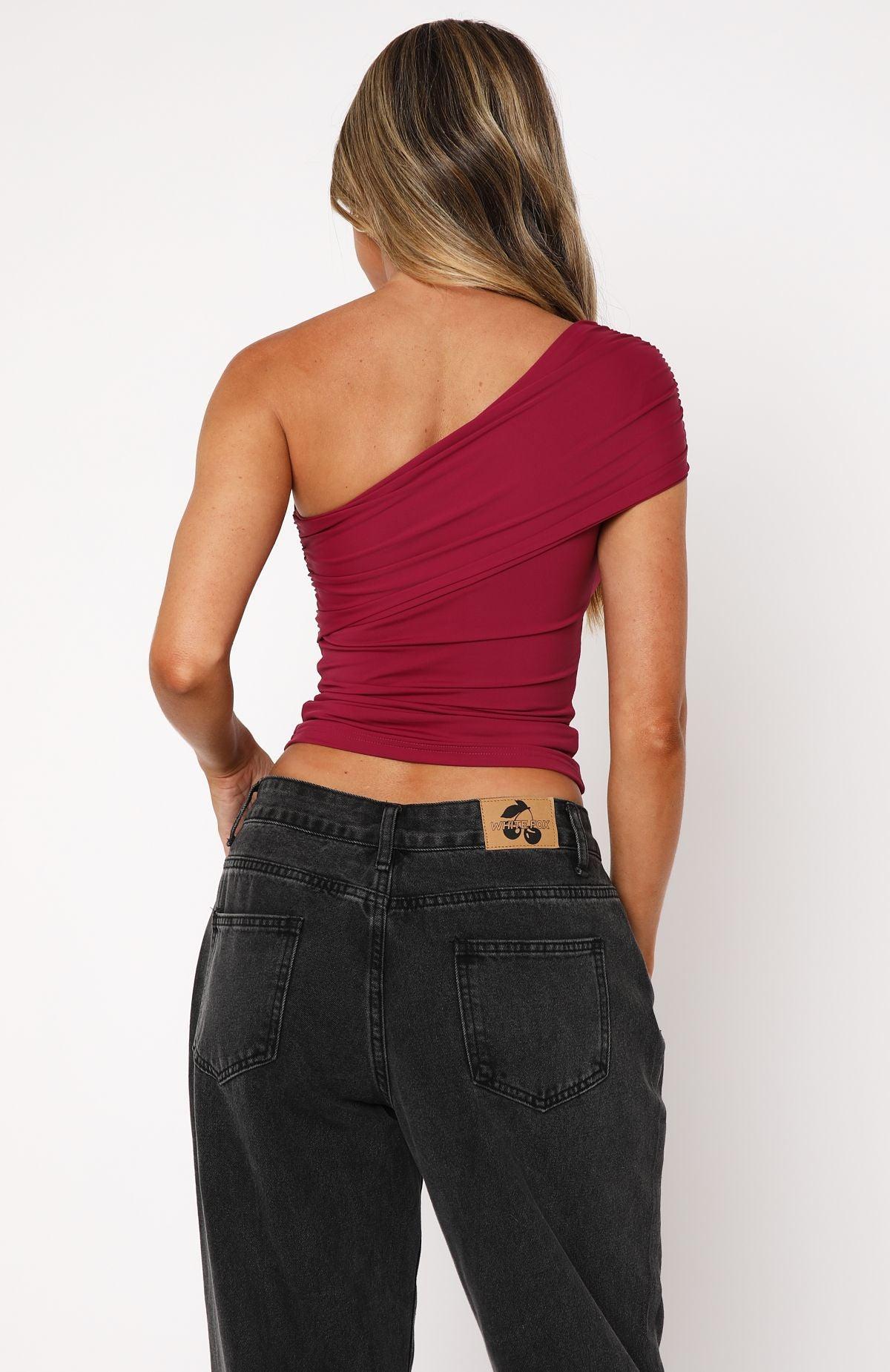 Don't Worry About It One Shoulder Top Berry Product Image