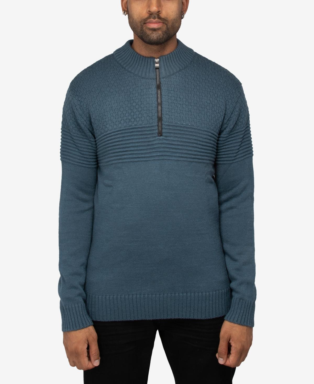 Mens Xray Pattern Block Quarter Zip Sweater Blue Product Image