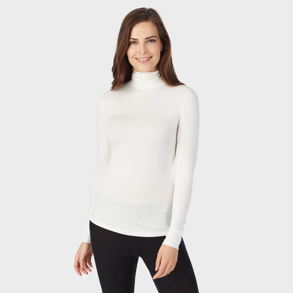 Warm Essentials by Cuddl Duds Womens Smooth Stretch Thermal Turtleneck Top - Black Product Image