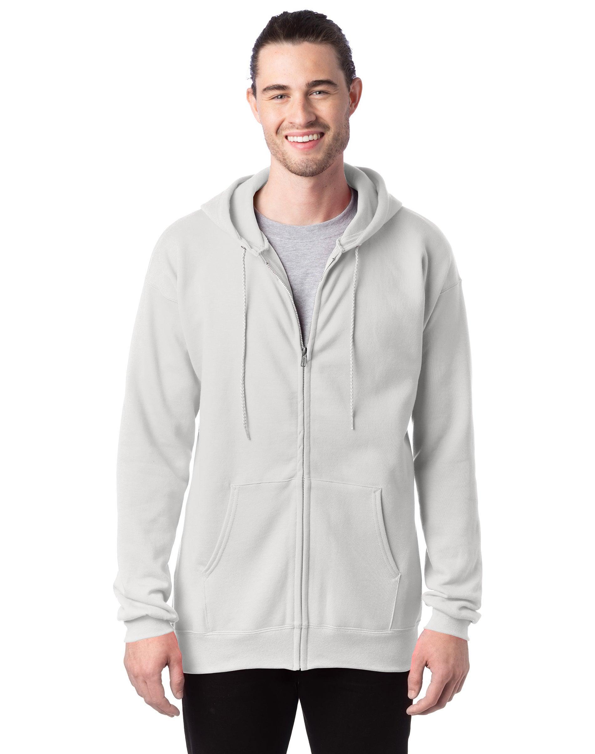 Men's Hanes Ultimate® Fleece Full-Zip Hoodie, Size: Large, Light Silver Product Image
