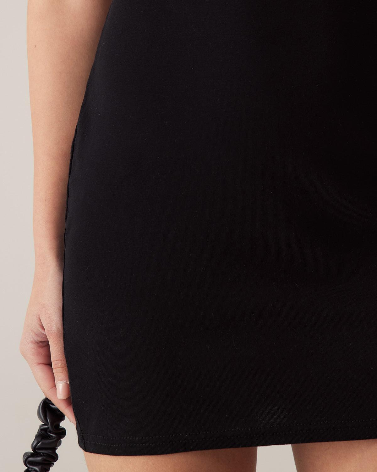 Black One Shoulder Bodycon Mini Dress Product Image