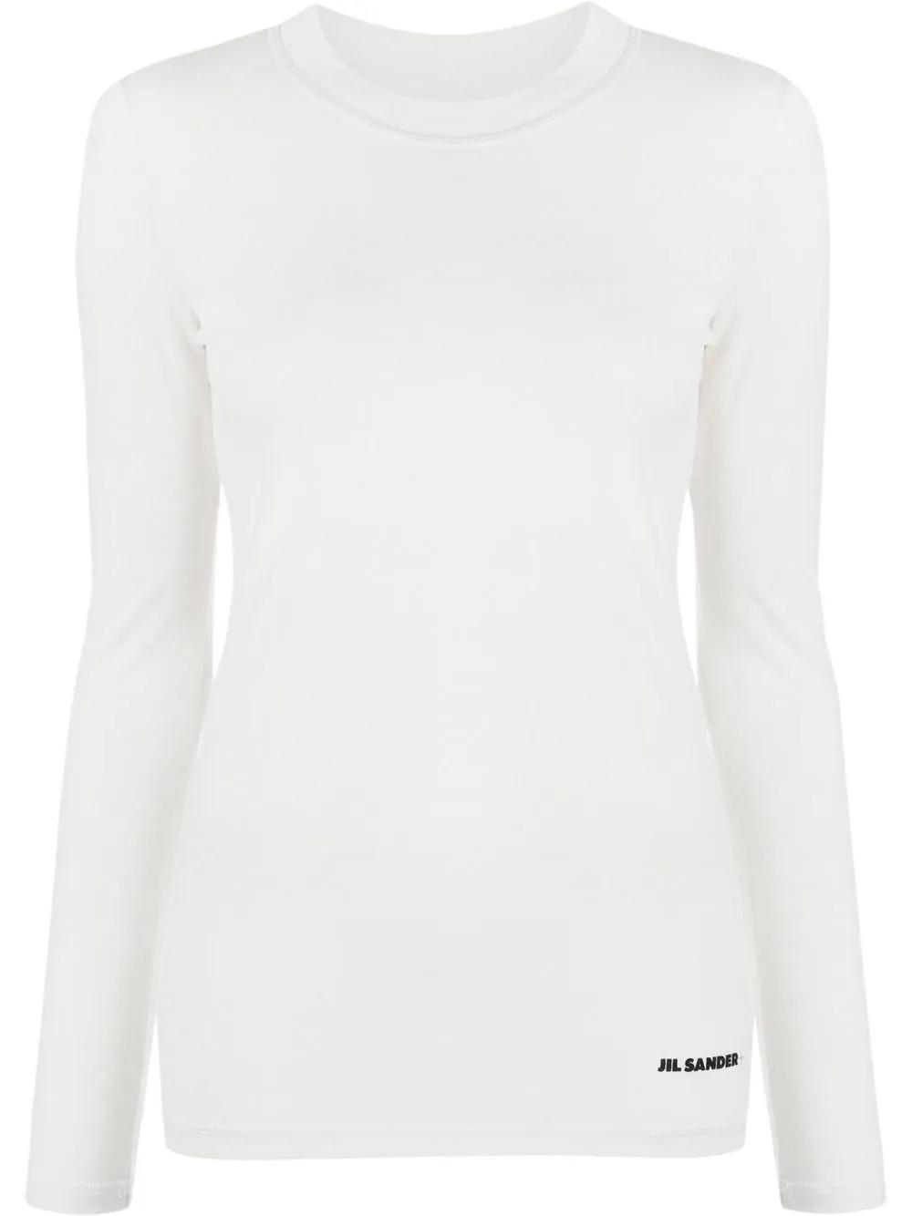 JIL SANDER Logo-print Long-sleeve T-shirt In White Product Image