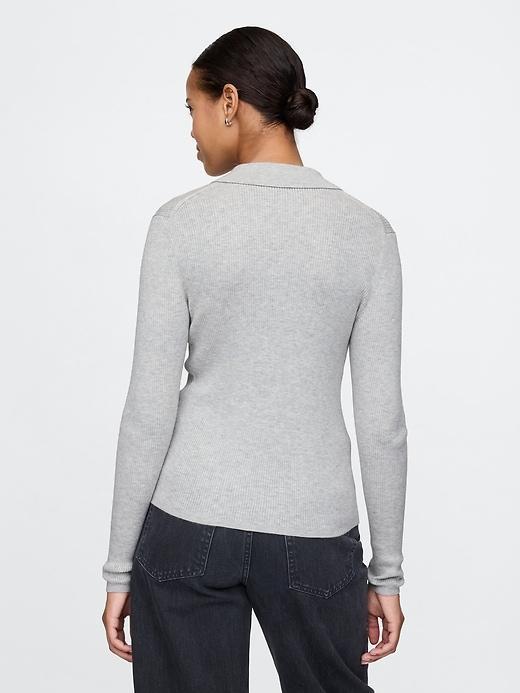 CashSoft Rib Polo Cardigan Product Image