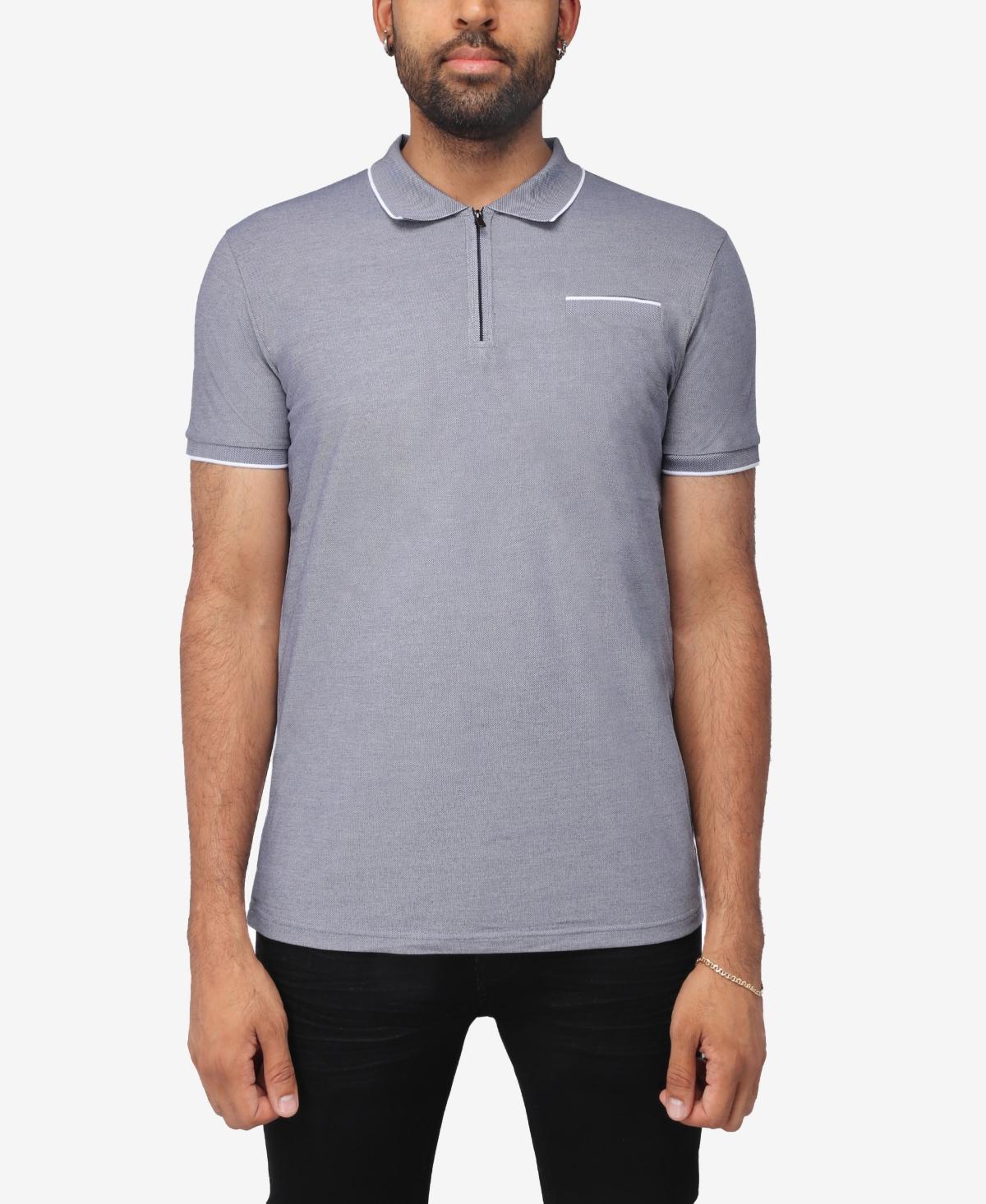 X-Ray Mens Comfort Zip-Neck Tipped Polo Shirt - Black Product Image