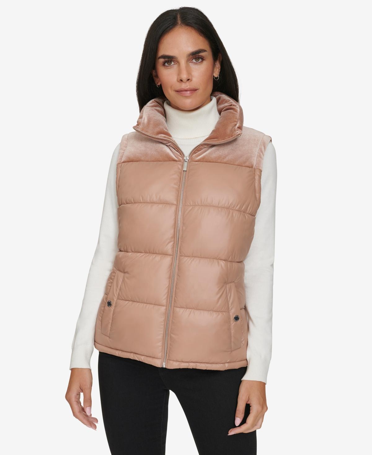 Calvin Klein Womens Velvet Trim Puffer Vest Product Image
