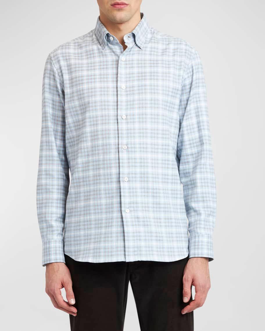 Mens Check Flannel Casual Button-Down Shirt Product Image