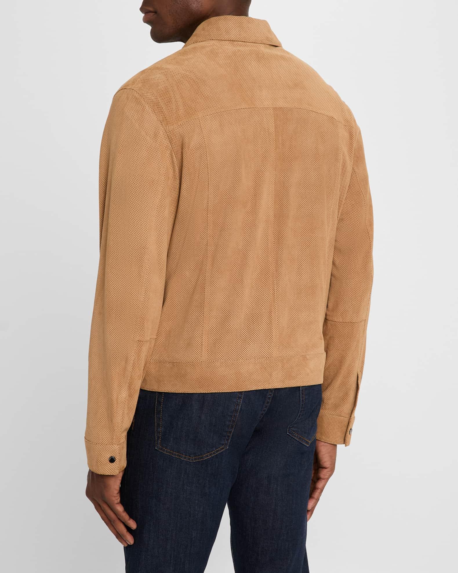Men's Perforated Suede Trucker Jacket Product Image