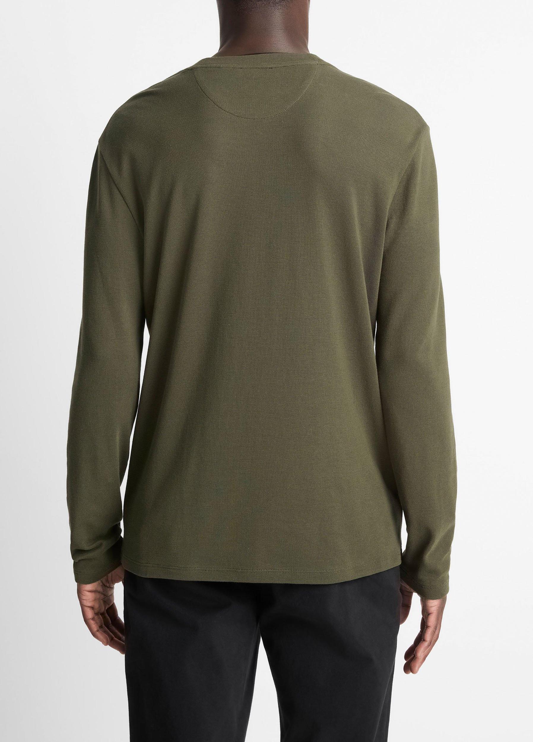 Micro-Waffle Pima Cotton Double-Collar Long-Sleeve T-Shirt Product Image